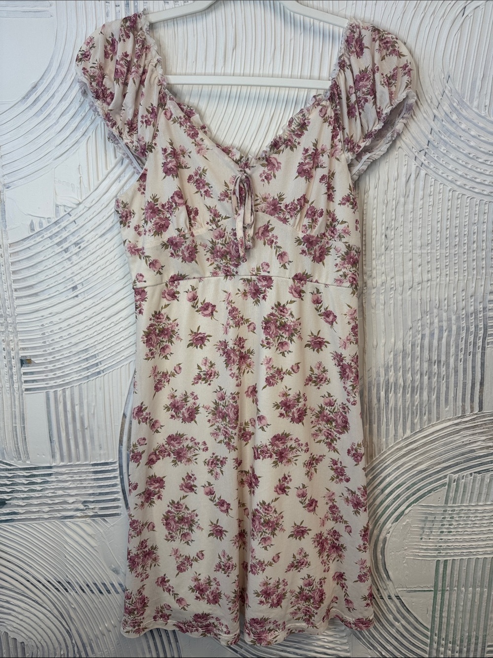 Wallflower Cream Mini Dress with Pink Floral Print N0514